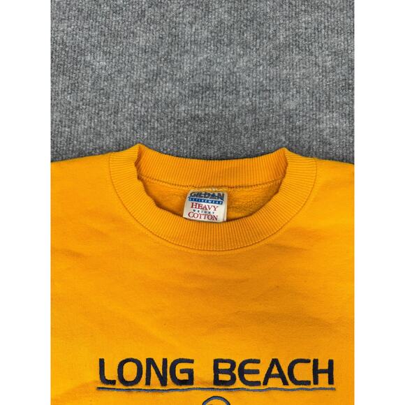 Vintage Long Beach California Sweatshirt Gold Gildan Heavy Cotton L Pullover - Picture 2 of 13